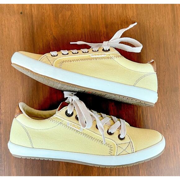Taos Star Burst Sunny Yellow Sneaker Shoes Canvas Casual Pastel 6.5 lace up - Picture 5 of 9